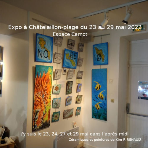 Ceramiques et tableaux lors de l'exposition à chateilaillon-plage en 2022, par Kim R. RENAUD